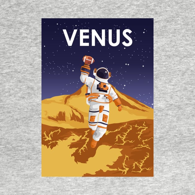 Venus Astronaut Vintage Football Astronaut Travel Poster by jornvanhezik